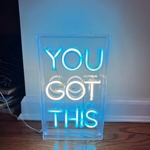 Urban Outfitters Blue and White Neon Sign